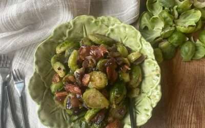 Thanksgiving Brussels Sprouts with Bacon, Chestnuts & Maple Syrup