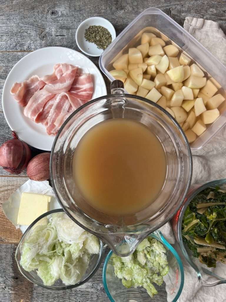 Winter Leek, Potato and Kale Soup Just Crumbs by Suzie Durigon