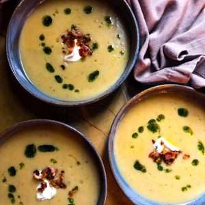 leek, potato and kale soup