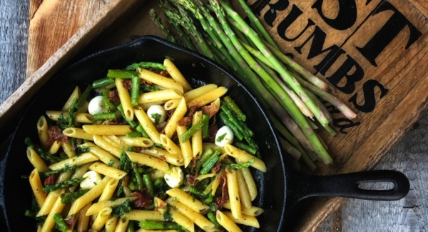 Springtime Pasta:  Penne with Bacon, Asparagus and Bocconcini