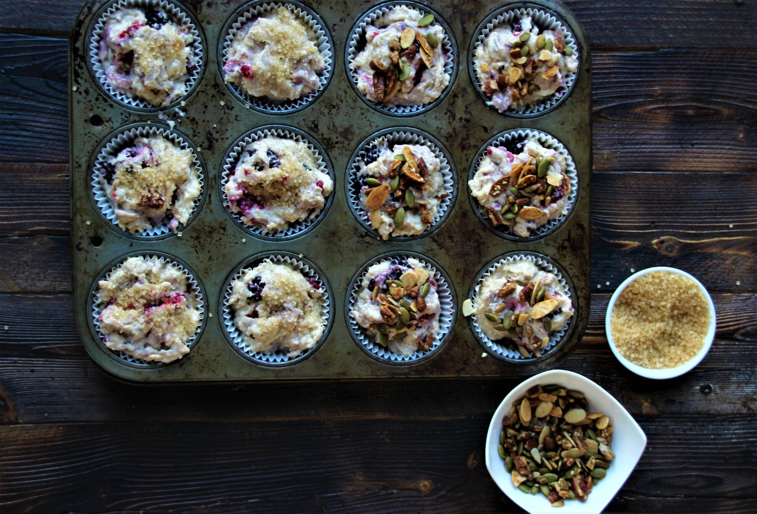 different toppings on yogurt muffins