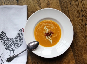 Pureed Maple Bacon and Chipotle Squash Soup