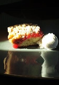 Strawberry Rhubarb Snack Cake