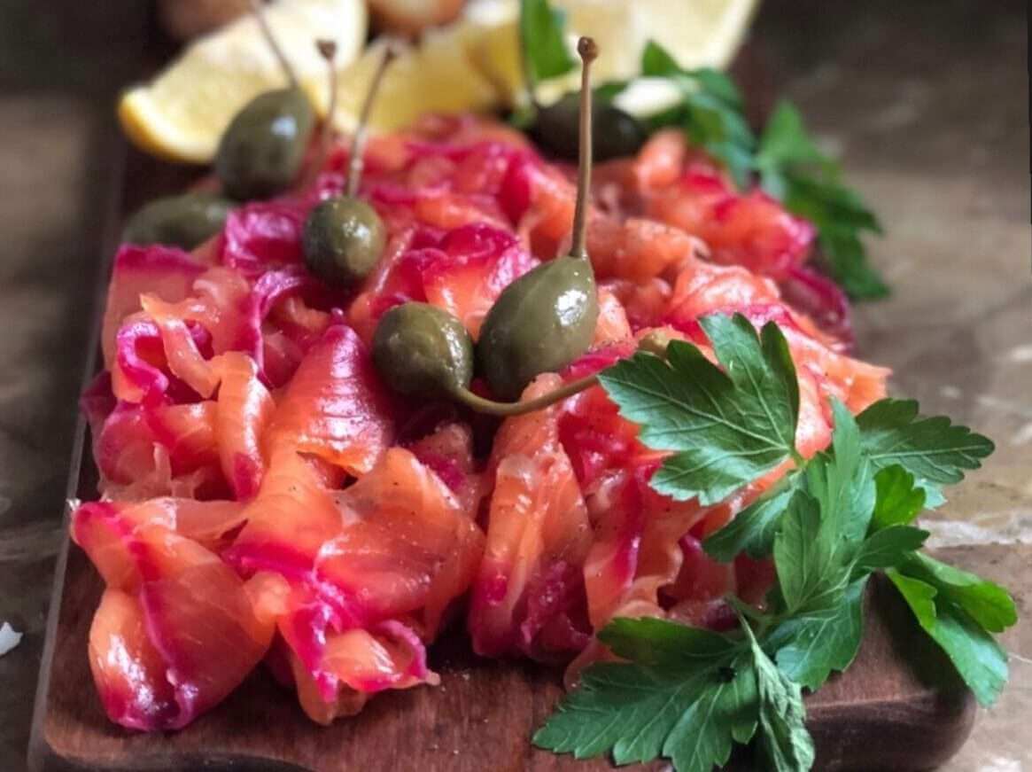 Beautiful Pink Gravlax:  Beet Cured Salmon