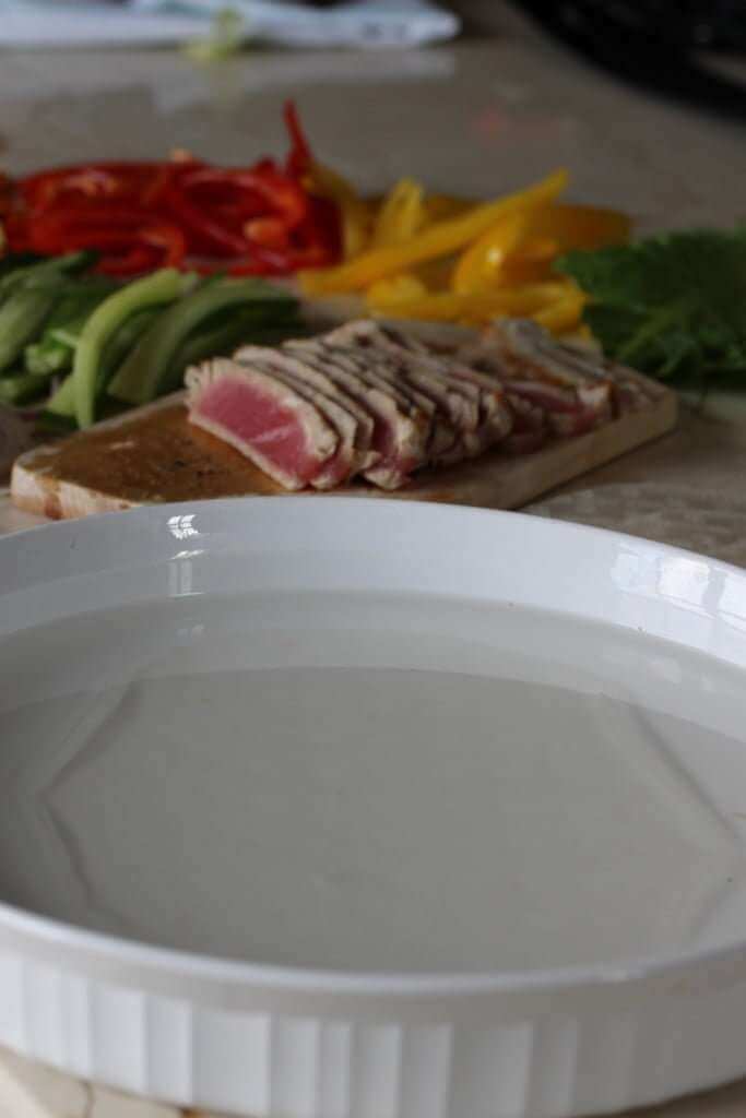 Fresh Rice Paper (Spring) Rolls with Peanut Sauce rice paper rolls