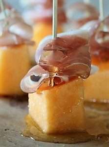 Summer Appetizers! truffled cantaloupe prosciutto bites