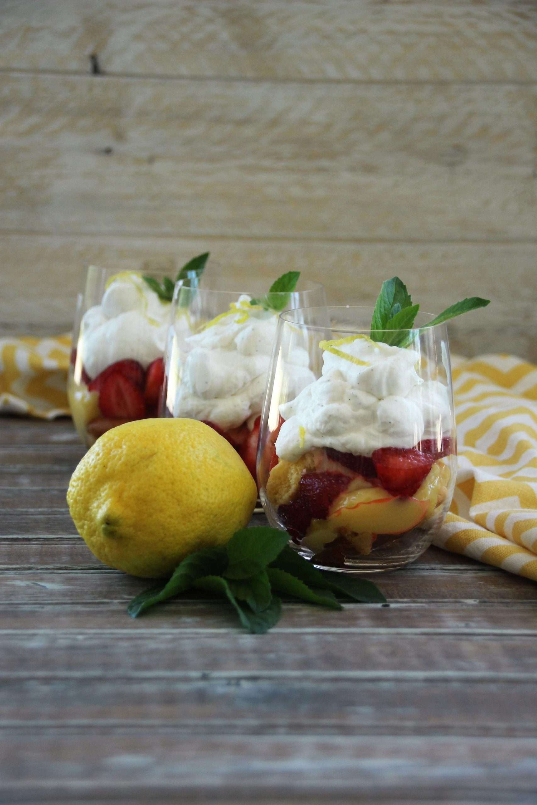 Learning all about Vermouth: Vermouth Soaked Lady Fingers with Lemon Curd, Strawberries and Whipped Cream