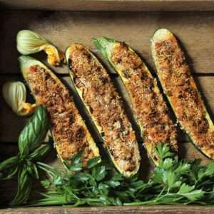 Mama's Stuffed Zucchini Just Crumbs by Suzie Durigon