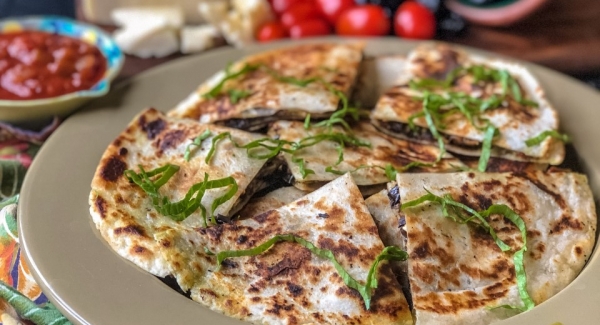 Make Ahead (and Freezable!) Grilled Eggplant and Asiago Quesadillas