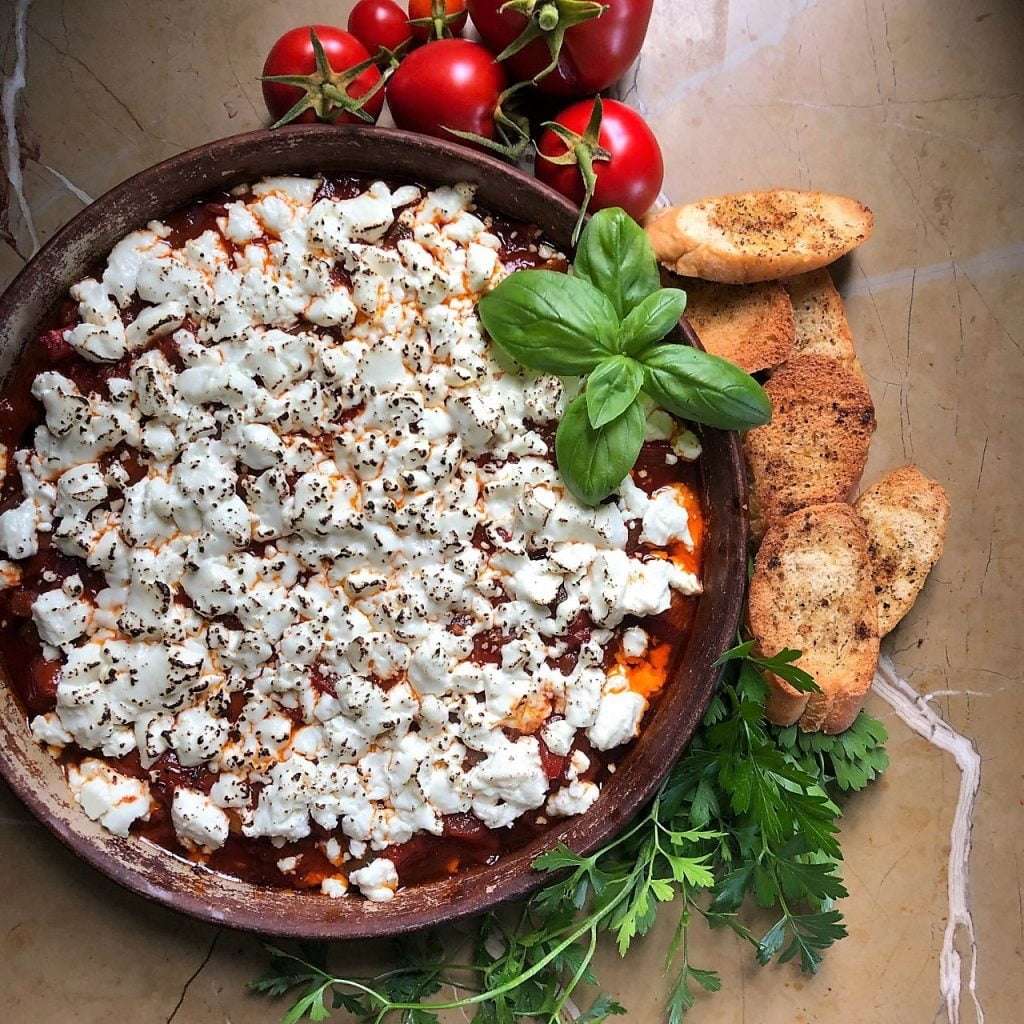 Warm Garden Tomato Dip with Goat Cheese