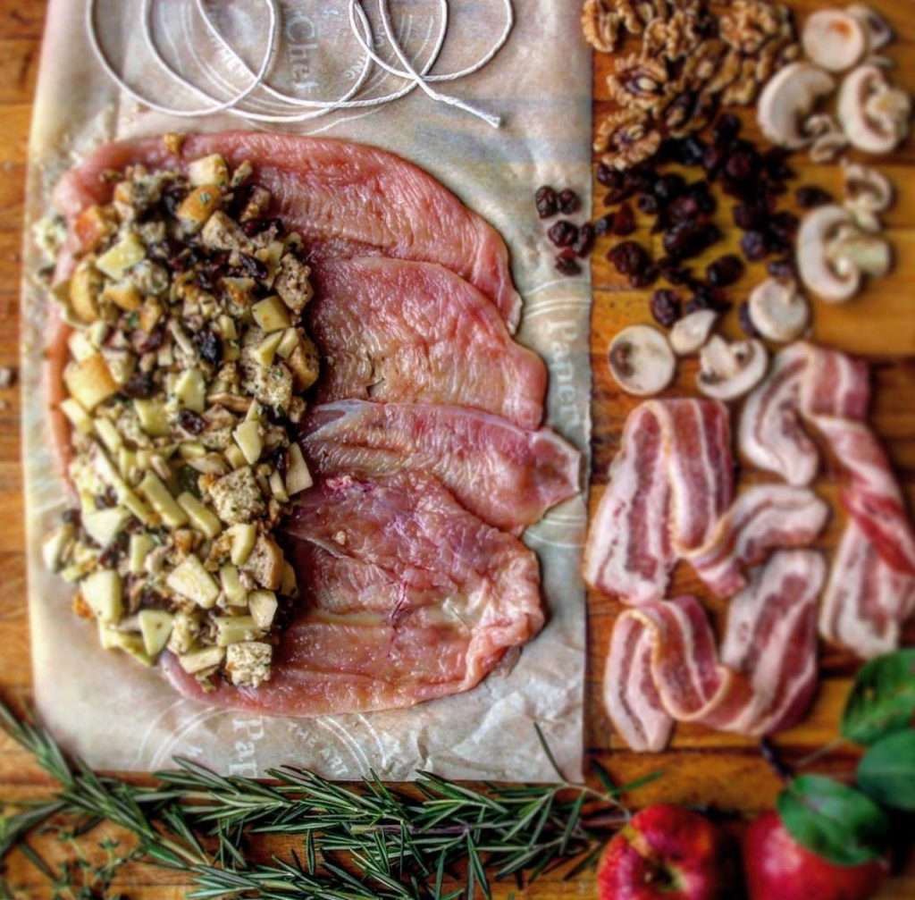 Bacon Wrapped Cranberry and Apple Stuffed Turkey Breast Roll Stuffed Turkey Breast Roll