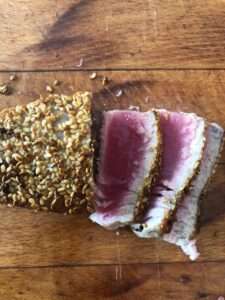 pan seared tuna sliced