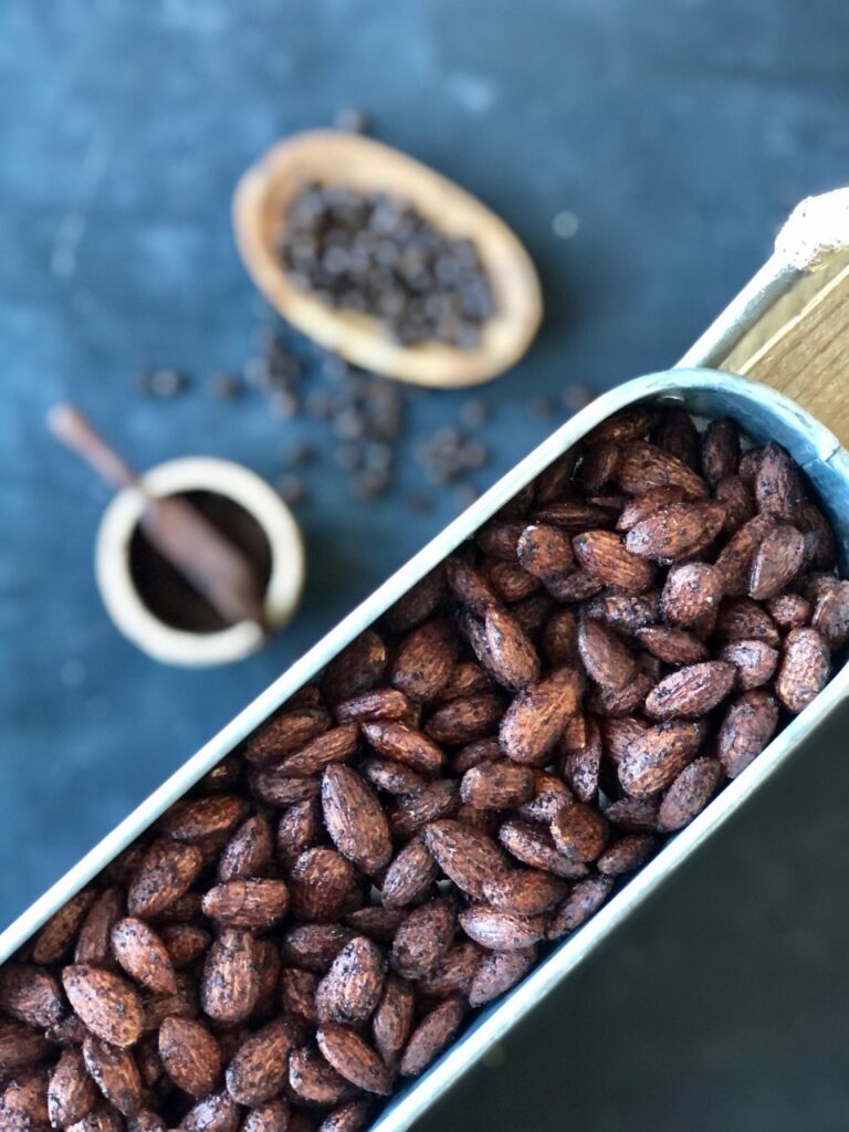 How to Use Spent Coffee Grounds: Mocha Roasted Almonds