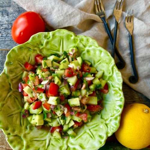 Simple and Healthy Israeli Salad Just Crumbs Blog by Suzie Duringon