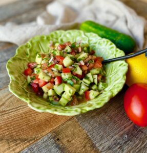 Simple and Healthy Israeli Salad Just Crumbs Blog by Suzie Durigon